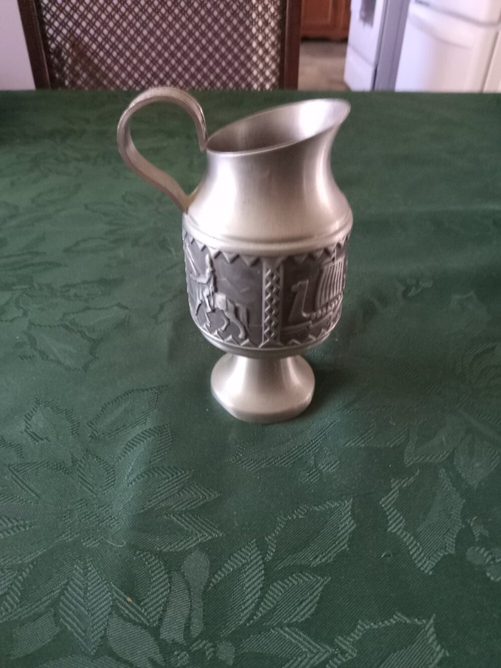 Vintage intricately designed Viking Plate creamer